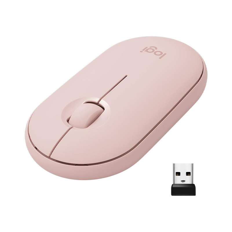 Mouse Logitech Pebble M350 - Ratón óptico inalámbrico, 1000 dpi, 3 botones, compatible con unifying, bluetooth/2.4Ghz, color rosado. 910-005769