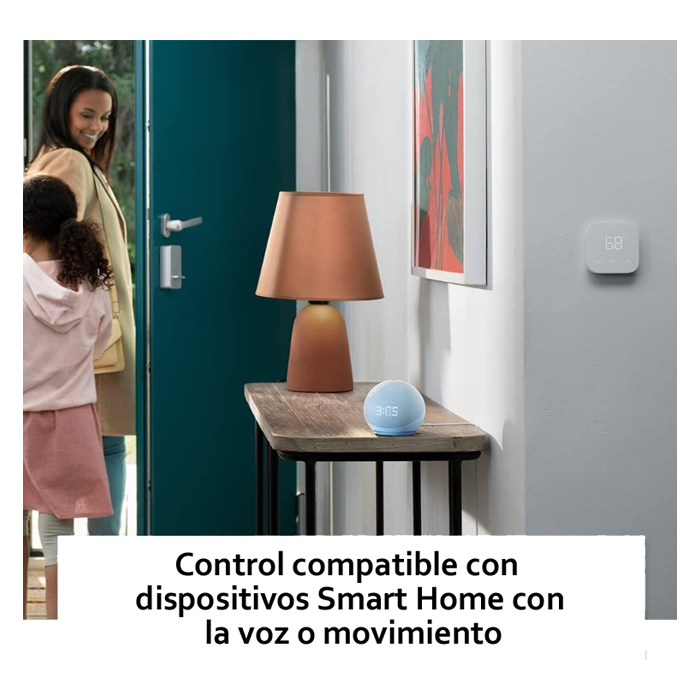 Smarthome Amazon Echo Dot - Altavoz inteligente con asistente Alexa integrado, pantalla led con reloj, Wi-Fi 802.11ac (2,4 GHz/5 GHz), bluetooth, color nube azul.