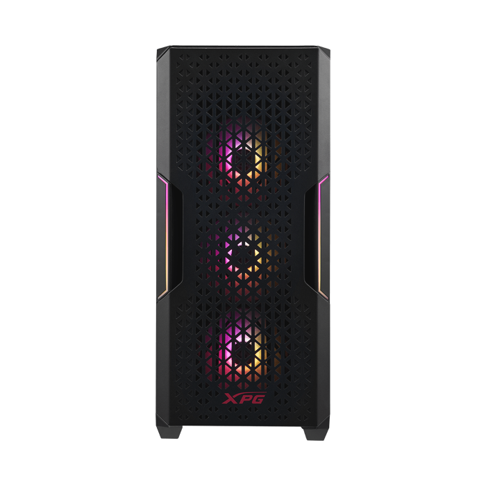 Caja Gaming ATX XPG Starker Air - Ventana lateral, conectores frontales 2x USB 3.0, 1x puerto de audio/micrófono, 1x abanico vento 120mm frontal, 1x abanico vento ARGB 120mm posterior, color negro. STARKERAIR-BKCWW