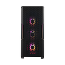 Caja Gaming ATX XPG Starker Air - Ventana lateral, conectores frontales 2x USB 3.0, 1x puerto de audio/micrófono, 1x abanico vento 120mm frontal, 1x abanico vento ARGB 120mm posterior, color negro. STARKERAIR-BKCWW