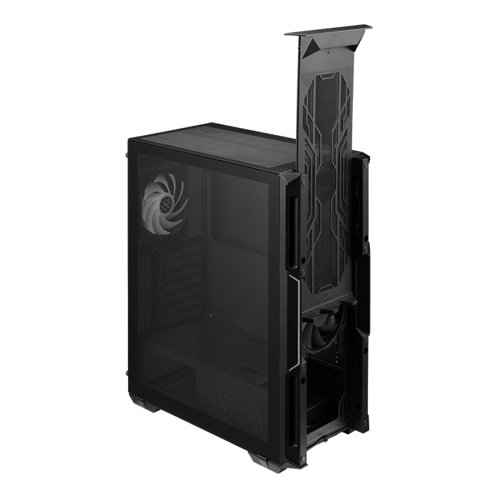 Caja Gaming ATX XPG Starker Air - Ventana lateral, conectores frontales 2x USB 3.0, 1x puerto de audio/micrófono, 1x abanico vento 120mm frontal, 1x abanico vento ARGB 120mm posterior, color negro. STARKERAIR-BKCWW