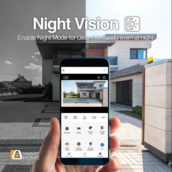 Cámara para Interiores/Exterior Argom, ARG-SV-8070WT, Resolucion 1296p (3MP) / 20fps, WiFi 2.4GHz, MicroSD, Detección de Movimiento, Visión Nocturna, Audio Bidireccional, Compatible con Amazon Alexa y Google Assistant.