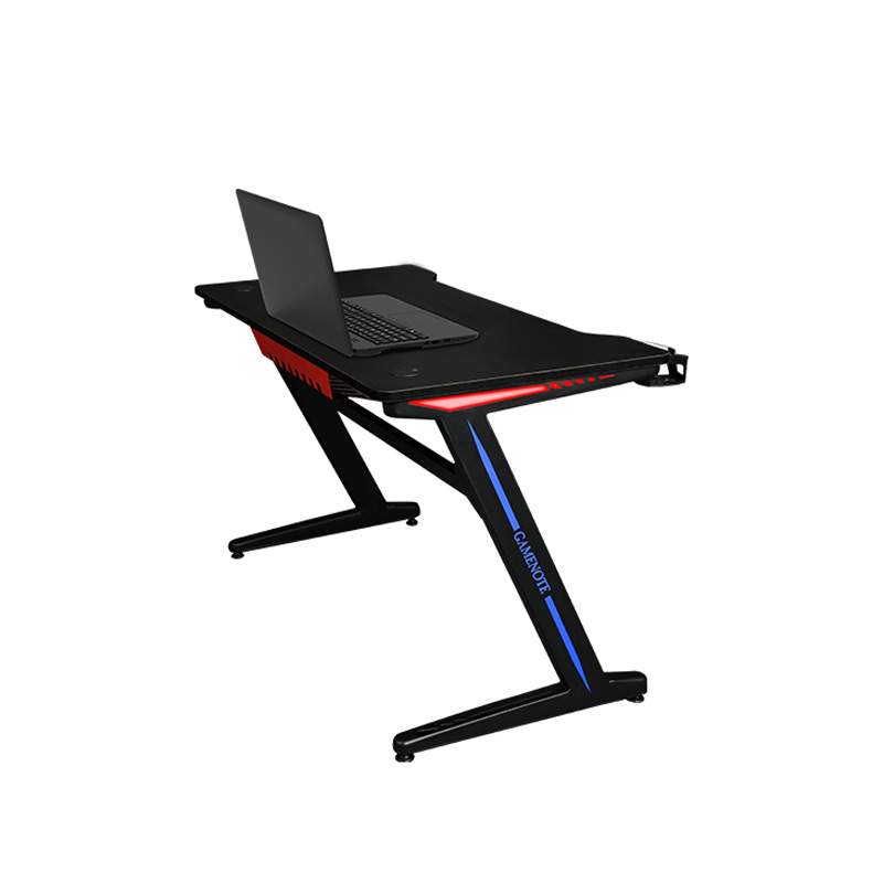 Mesa Gamer RGB Havit HV-GD905 - Diseño de trípode de aluminio, escritorio estándar E-sports de 120 cm, diseño de doble agujero en línea de 4, gancho para auriculares, soporte para vasos de agua, color negro. HV-GD905