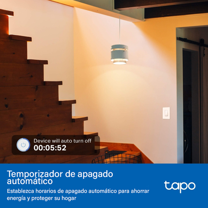 TP-Link Interruptor de 1 Toma luz inteligente, control de voz con Siri, Alexa y Google Assistant, Certificado UL, Temporizador y horario, Instalación guiada fácil, Requiere cable neutro, color: Blanco Tapo S505