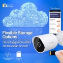 Cámara para Interiores/Exterior Argom, ARG-SV-8070WT, Resolucion 1296p (3MP) / 20fps, WiFi 2.4GHz, MicroSD, Detección de Movimiento, Visión Nocturna, Audio Bidireccional, Compatible con Amazon Alexa y Google Assistant.