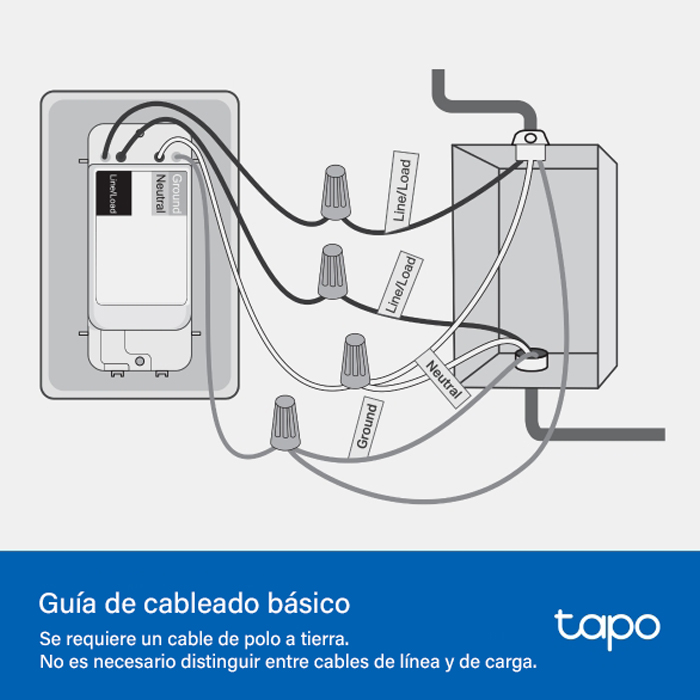 TP-Link Interruptor de 1 Toma luz inteligente, control de voz con Siri, Alexa y Google Assistant, Certificado UL, Temporizador y horario, Instalación guiada fácil, Requiere cable neutro, color: Blanco Tapo S505