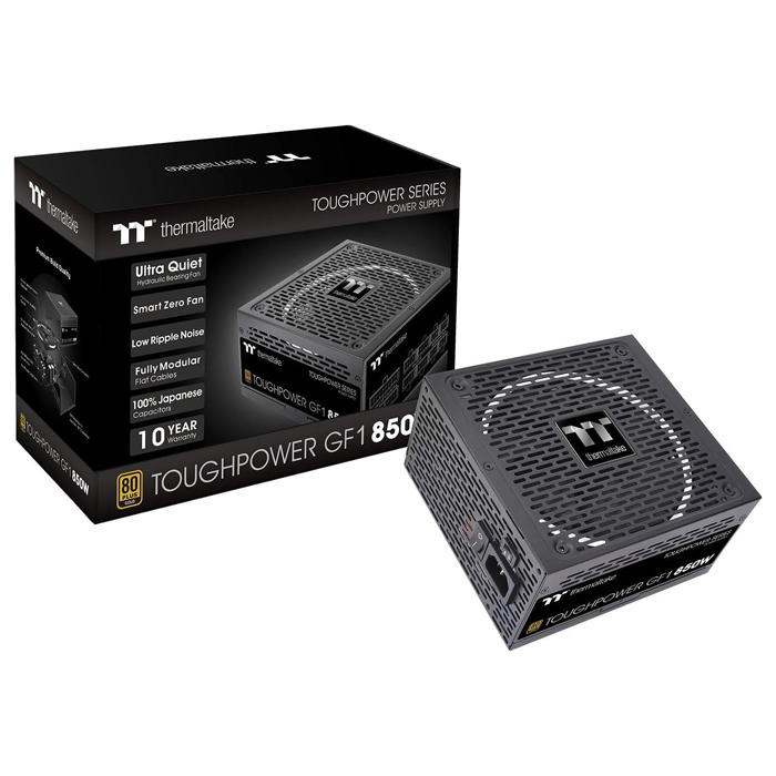 Fuente de Poder Thermaltake Toughpower GF1 850W - Potencia de 850W, abanico 140mm, cables despegables, 6x 6+2 pin PCI-Express, certificado 80 plus gold, color negro. PS-TPD-0850FNFAGU-1