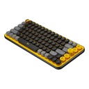 Teclado Logitech POP Keys - Teclado compacto, mecánico, inalámbrico bluetooth, compatible con iOS, iPad, Apple, inglés, color amarillo/negro. 920-010707
