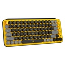 Teclado Logitech POP Keys - Teclado compacto, mecánico, inalámbrico bluetooth, compatible con iOS, iPad, Apple, inglés, color amarillo/negro. 920-010707