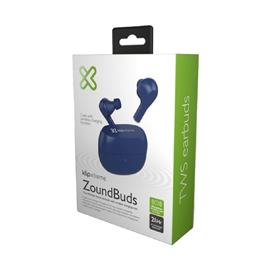 Auricular Klip ZoundBuds, audífonos con micrófono inalámbrico, Bluetooth® V5.1, omnidireccional, IPX4 resistente al agua, color azul. KTE-250BL