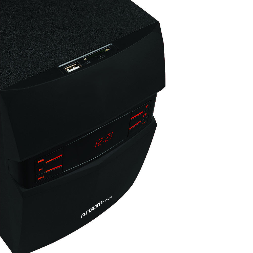 Bocinas Argom ARG-SP-3540BK, SoundBass 40, inalambrico 2.1, 40 Watts, Bluetooth, FM, Audio 3.5, RCA, Color negro.
