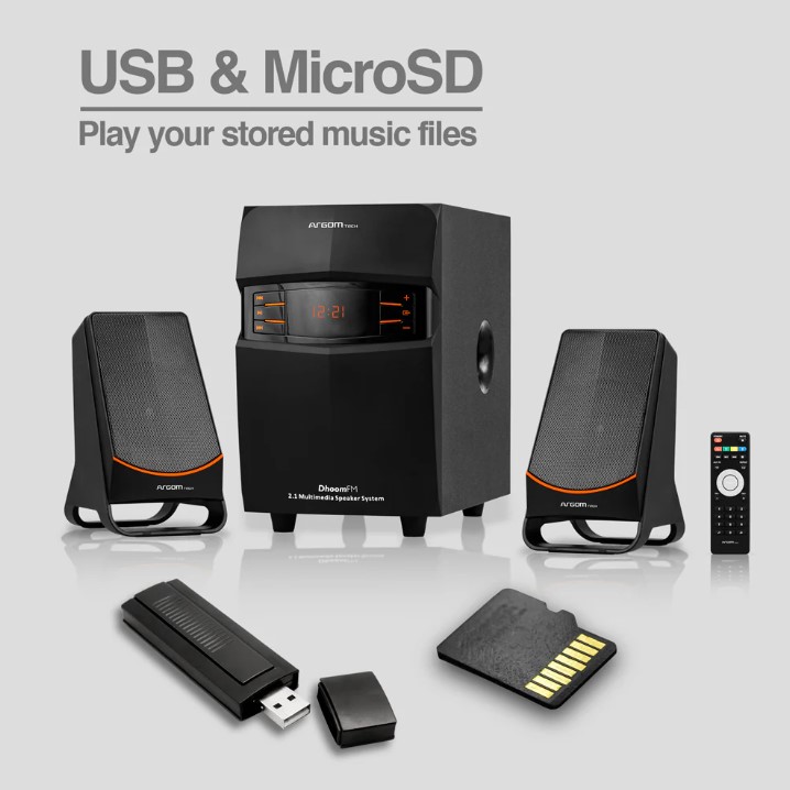 Bocinas Argom ARG-SP-3540BK, SoundBass 40, inalambrico 2.1, 40 Watts, Bluetooth, FM, Audio 3.5, RCA, Color negro.