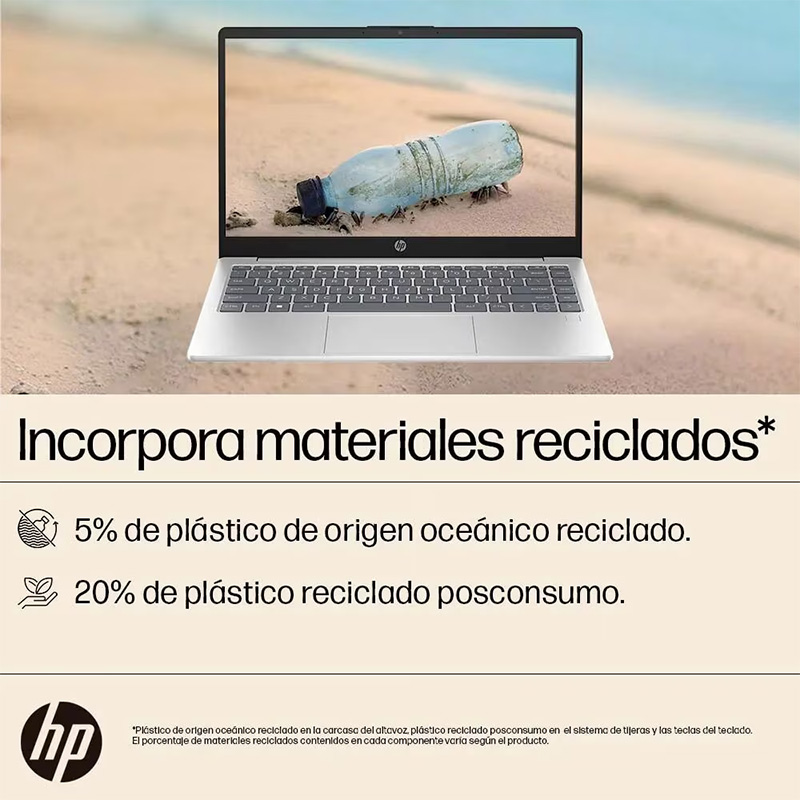 Laptop HP 14-ep1000la - Pantalla FHD(1920X1080) IPS 14", Intel® Core™ Ultra 5 125H, 16GB DDR5(8GBX2) 5600MT/s, 512 GB PCIe® NVMe™ M.2, Webcam, Wifi, Bluetooth, Windows 11 Home Español, Color Plateado. A38S0LA#ABM