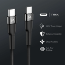 Cable Argom ARG-CB-0049BK Tipo-C a Tipo-C M/M - 6pies (1.8M), para celulares, tablet, laptops, 100W, transferencia hasta 480 Mbps, Nailon Trenzado