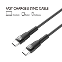 Cable Argom ARG-CB-0049BK Tipo-C a Tipo-C M/M - 6pies (1.8M), para celulares, tablet, laptops, 100W, transferencia hasta 480 Mbps, Nailon Trenzado