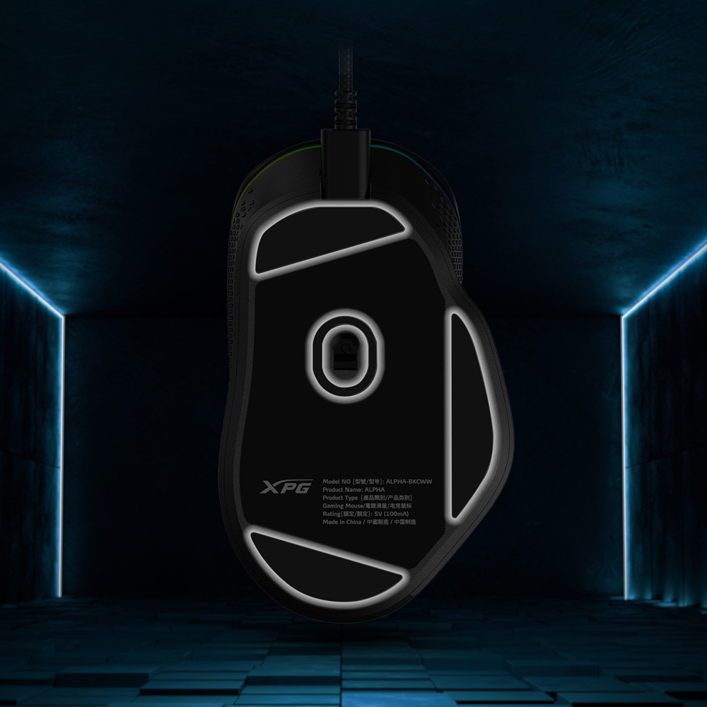 Mouse ADATA XPG ALPHA - Ratón alámbrico, Iluminación RGB, 6 botones, Sensor PAW 3335, 16K dpi, Conexion Usb , Color negro. ALPHA-BKCWW