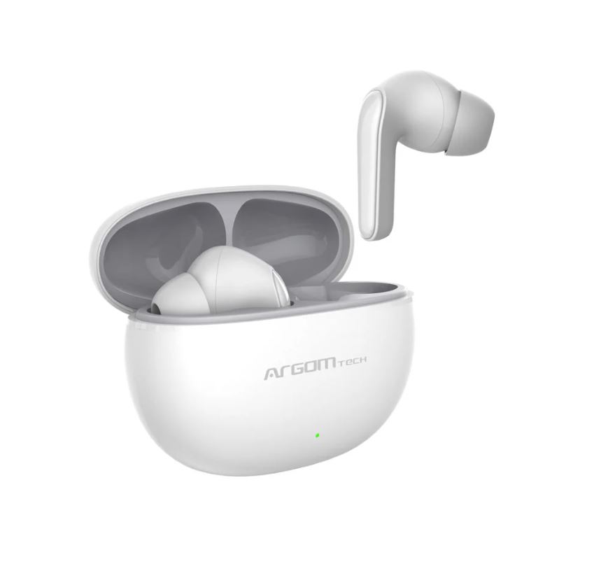 Auricular Argom ARG-HS-5020BK SkeiPods E20 - Audífonos con micrófono, inalámbrico, bluetooth, cancelacion de ruido, color blanco.