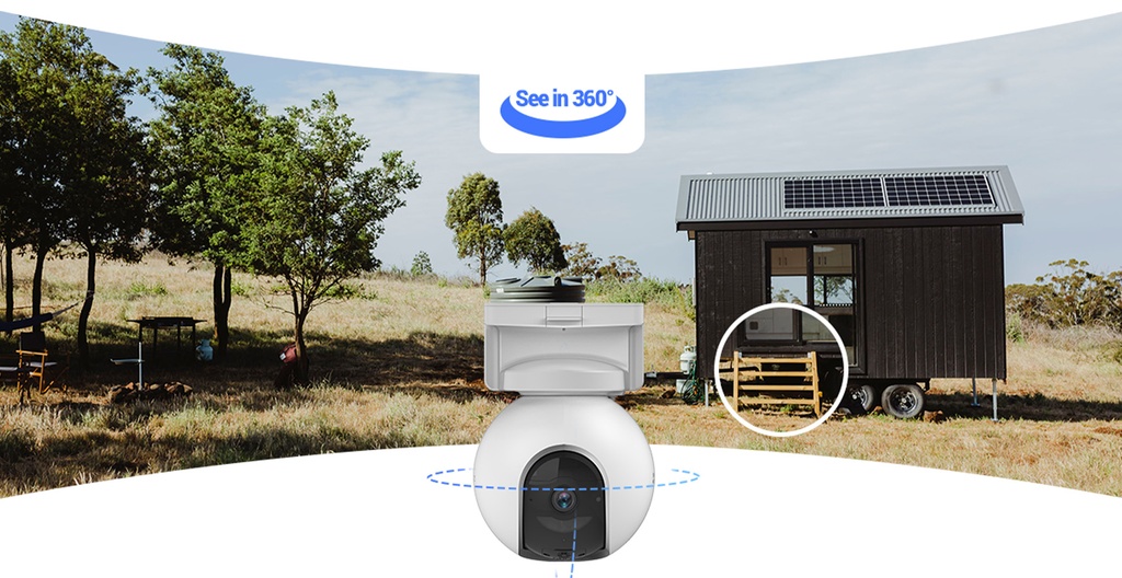Cámara de Vigilancia Ezviz EB8 4G + Panel Solar - Día y Noche, 2K 2304 x 1296 , WiFi, 802.11n, 2.4GHz, Sensor CMOS de Escaneo Progresivo de 1/2.8" y 3 Megapíxeles, MicroSD, Visión Nocturna. CS-EB8/SP-R100-3MP-Kit