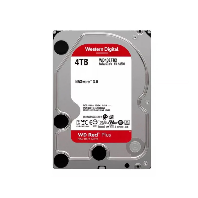 Disco Duro 3.5" Western Digital Red Plus Nas Hard Drive - Capacidad de 4TB, 128MB cache, 5400 rpm, SATA III (6Gb/s), ideal para almacenamiento Nas. WD40EFPX