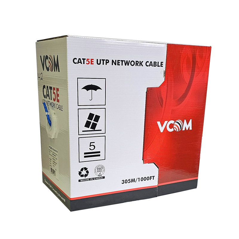 Caja de cable estructurado VCOM NC514-305 - Cat5e UTP, caja de cable de red, cobre, 4 pares, sólido, CM, colro azul. NC514-L-305