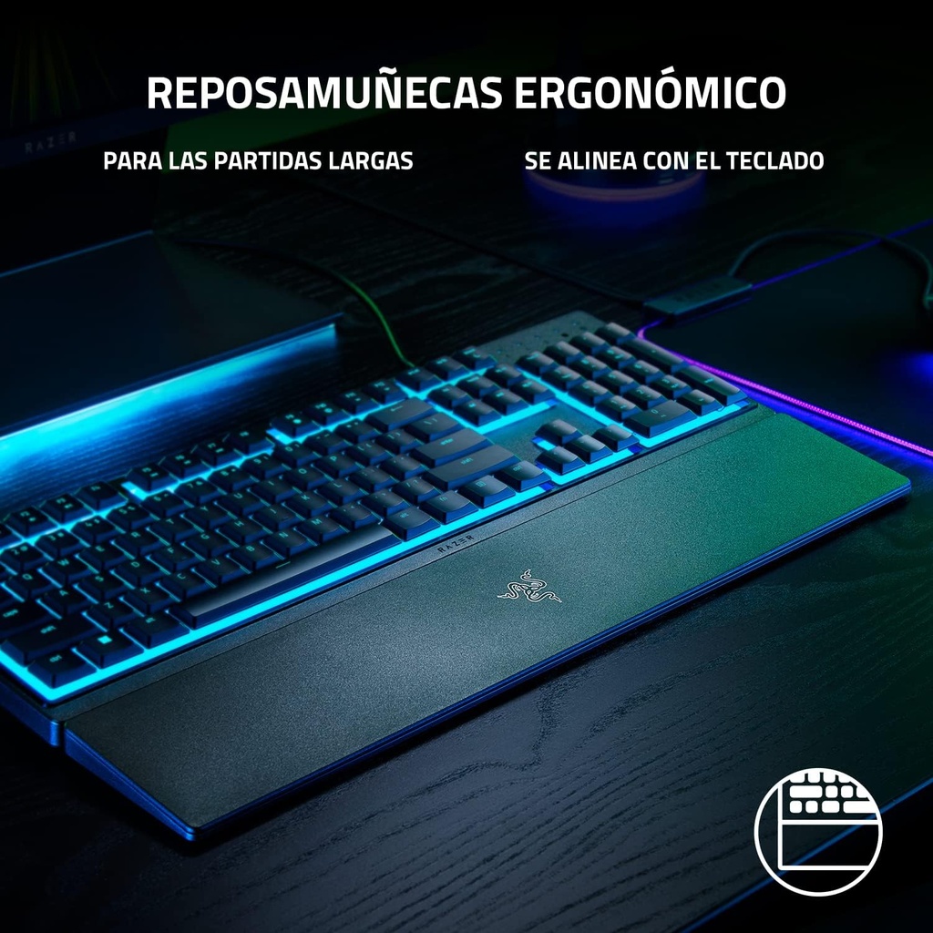 Teclado Razer Ornata V3 X - Teclado para Gamer, ergonómico, silencioso, teclas de perfil bajo, Razer Chroma RGB, USB Negro. RZ03-04471100-R311