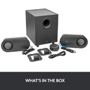 Bocinas Logitech Z407 - Sistema de altavoces 2.1, 80 vatioseReales (RMS), control inalámbrico, conexión bluetooth 5.0/3.5mm, color negro. 980-001347