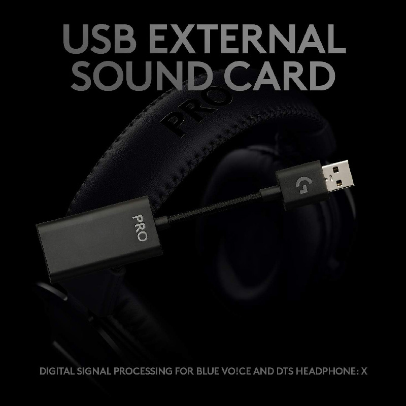 Auricular Logitech Pro X Gaming Headset - Audífono con micrófono para gamer, Pro-G, compatible con PC/PS4/Xbox One, conector usb, color negro. 981-000817
