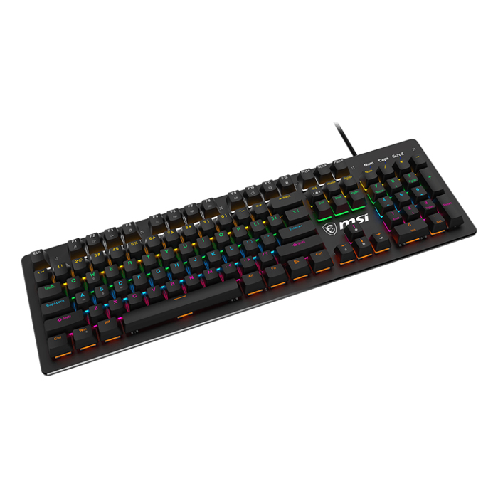 Teclado MSI  FORGE GK300 BLUE ES - Teclado para gamer, alámbrico, rgb, usb, Español, color Negro.