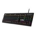 Teclado MSI  FORGE GK300 BLUE ES - Teclado para gamer, alámbrico, rgb, usb, Español, color Negro.