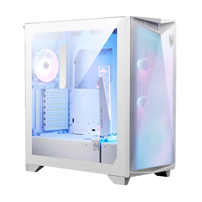 Caja E-ATX MSI MPG GUNGNIR 300R AIRFLOW WHITE - 2x USB 3.2, 1 x USB 3.2, 1 x Mic-entrada / Audio-salida, 3x abanicos de 120mm, Color Blanco. MPG GUNGNIR 300R AIRFLOW WHITE