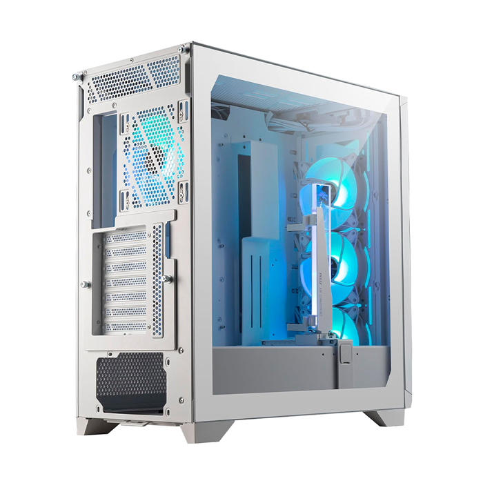 Caja E-ATX MSI MPG GUNGNIR 300R AIRFLOW WHITE - 2x USB 3.2, 1 x USB 3.2, 1 x Mic-entrada / Audio-salida, 3x abanicos de 120mm, Color Blanco. MPG GUNGNIR 300R AIRFLOW WHITE