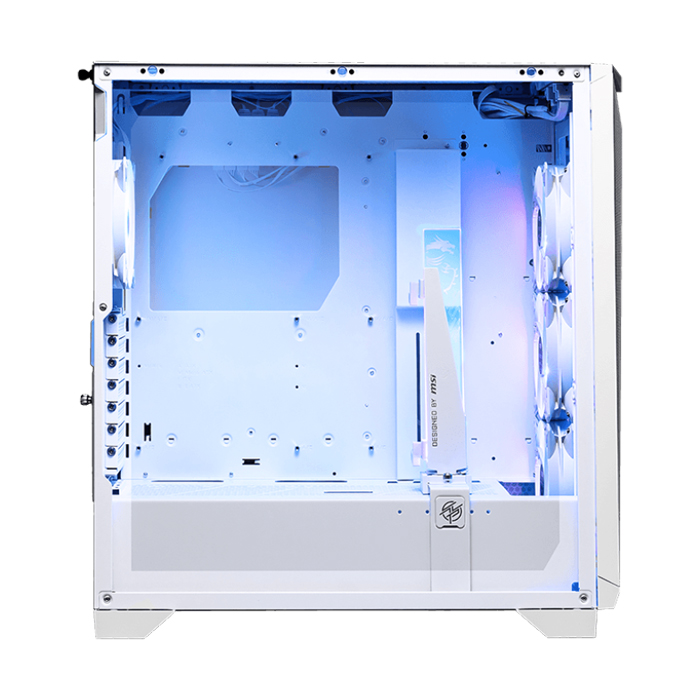 Caja E-ATX MSI MPG GUNGNIR 300R AIRFLOW WHITE - 2x USB 3.2, 1 x USB 3.2, 1 x Mic-entrada / Audio-salida, 3x abanicos de 120mm, Color Blanco. MPG GUNGNIR 300R AIRFLOW WHITE