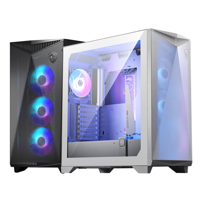 Caja E-ATX MSI MPG GUNGNIR 300R AIRFLOW WHITE - 2x USB 3.2, 1 x USB 3.2, 1 x Mic-entrada / Audio-salida, 3x abanicos de 120mm, Color Blanco. MPG GUNGNIR 300R AIRFLOW WHITE