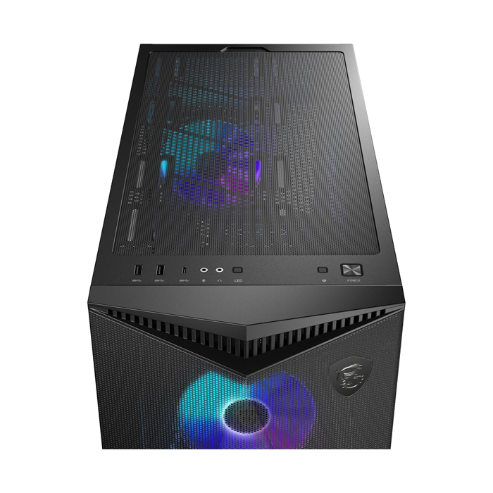 Caja E-ATX MSI MPG GUNGNIR 300R AIRFLOW WHITE - 2x USB 3.2, 1 x USB 3.2, 1 x Mic-entrada / Audio-salida, 3x abanicos de 120mm, Color Blanco. MPG GUNGNIR 300R AIRFLOW WHITE