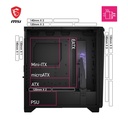 Caja E-ATX MSI MPG GUNGNIR 300R AIRFLOW WHITE - 2x USB 3.2, 1 x USB 3.2, 1 x Mic-entrada / Audio-salida, 3x abanicos de 120mm, Color Blanco. MPG GUNGNIR 300R AIRFLOW WHITE
