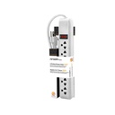 Regleta Argom ARG-AC-0252WT - 6 Tomacorrientes, 110-220V, 3 pies 15 AWG, switch, 1800W, Blanca