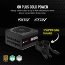 Fuente de Poder Corsair RM1000e - Potencia de 1000W ATX, abanico 140mm, Modular, conexiones 3 x PCI-Express & 7x SATA, certificado 80 PLUS Gold. CP-9020264-NA