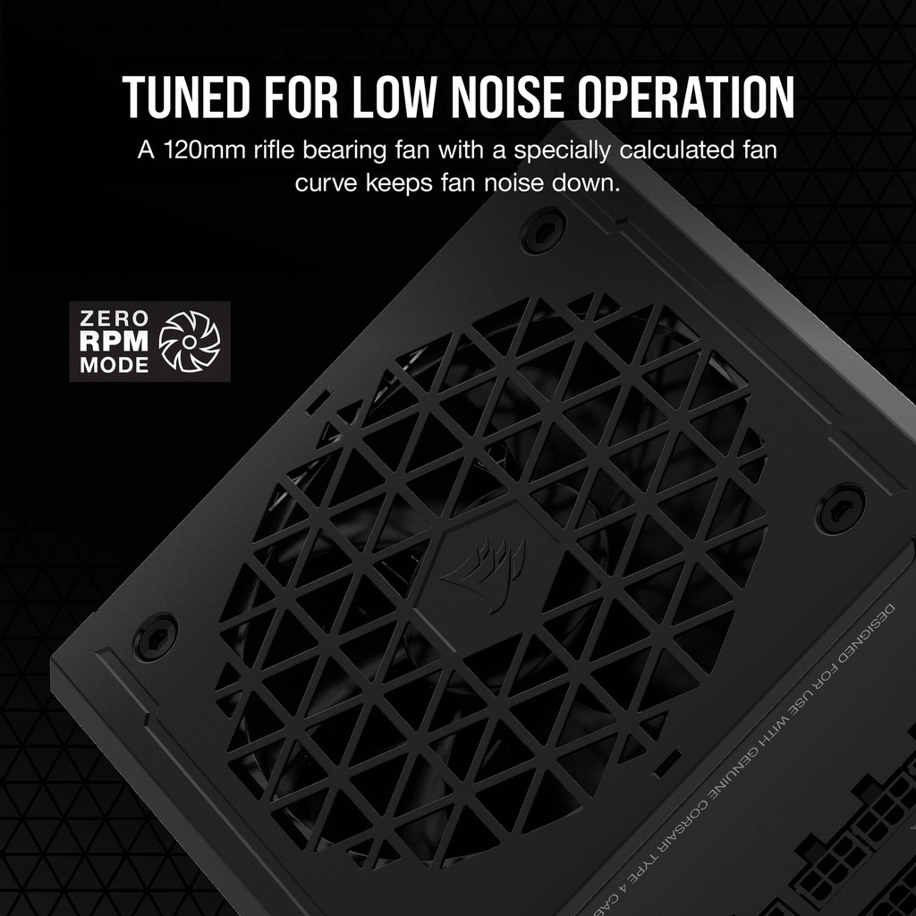 Fuente de Poder Corsair RM1000e - Potencia de 1000W ATX, abanico 140mm, Modular, conexiones 3 x PCI-Express & 7x SATA, certificado 80 PLUS Gold. CP-9020264-NA