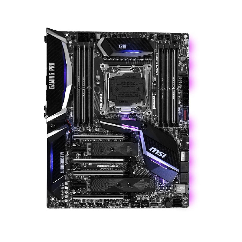 Tarjeta Madre Intel MSI X299 GAMING PRO CARBON AC - LGA2066, Intel X299, 4x DDR4 4133 MHz+ (OC), 4x PCI-Express 3.0 x16, 3 x AMD CrossFireX, 3x Nvidia SLI, USB 3.1, Wifi 802.11ac, Bluetooth, M.2, 1Gbit Red.