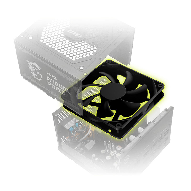 Fuente de poder MSI MAG A750GL PCIE5 - 750W, 24 Pines ATX, 3x Conector 6+2 PCI-E 5.0 y 8x SATA, Abanico 120mm, 80 Plus Gold