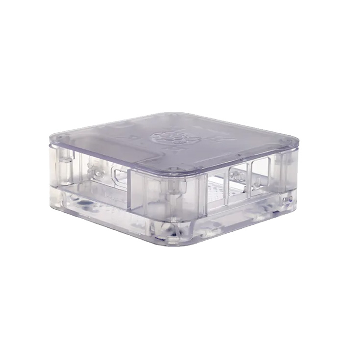 Caja Raspberry Pi Quattro - Compatible con raspberry Pi B+/2B/3B, montaje VESA incluído, color transparente.