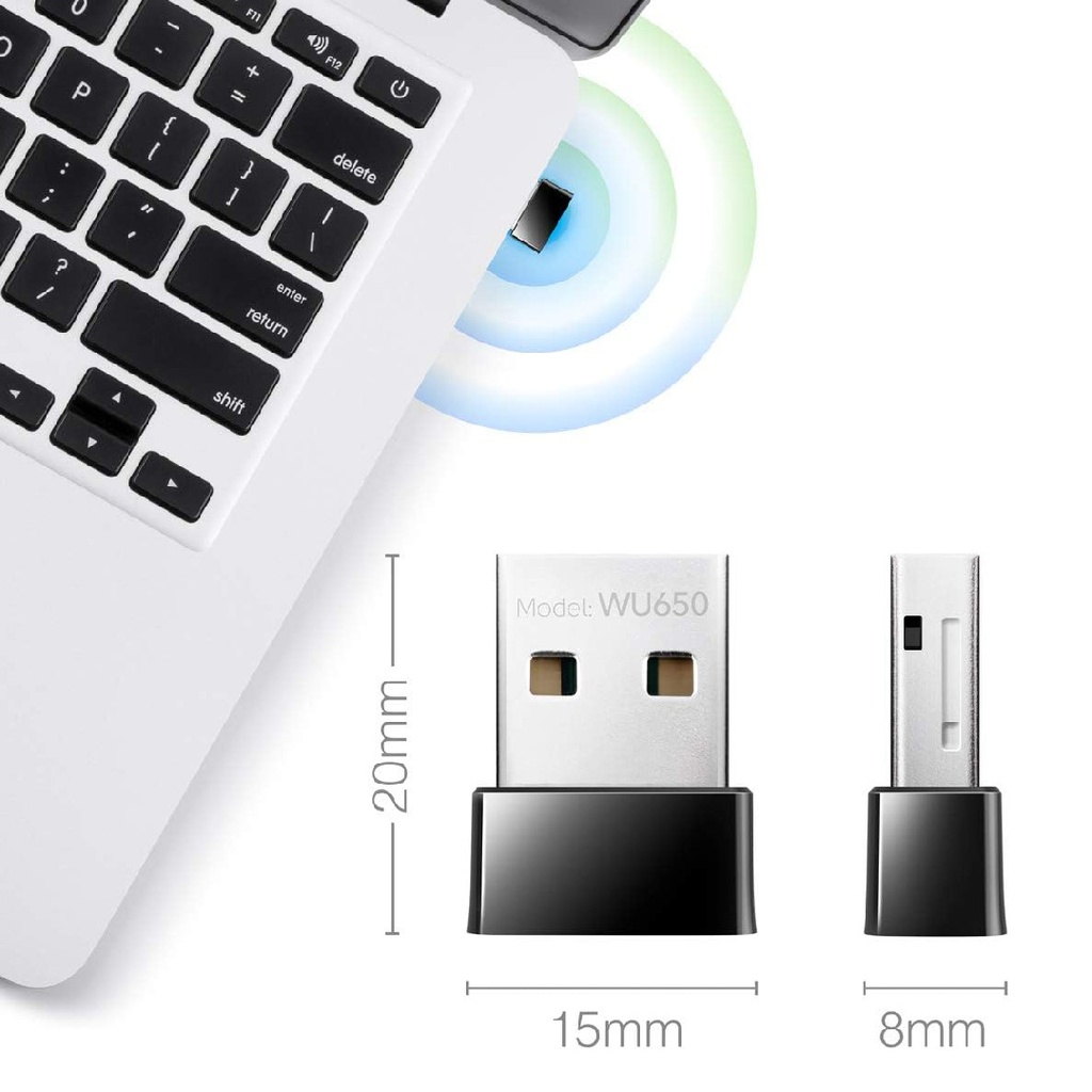 Adaptador Inalámbrico Cudy AC650 - USB 3.0, (433Mbps+200Mbps), banda dual 2.4Ghz/5Ghz.