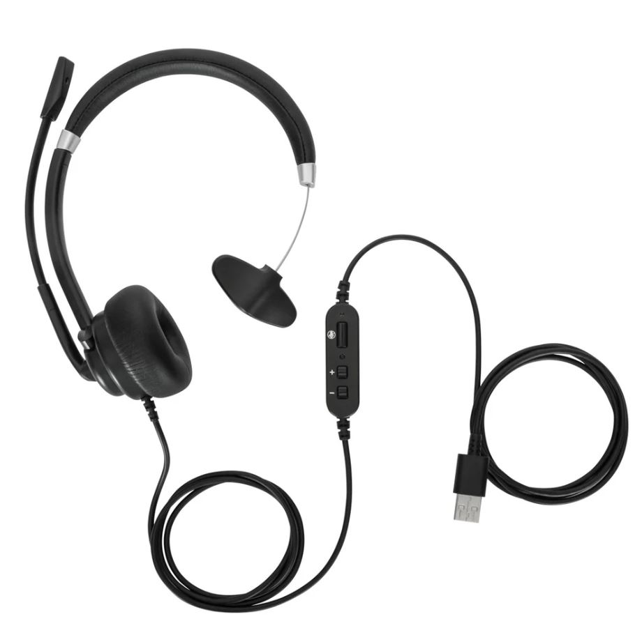 Auricular Targus  AEH101TT - Audífono con micrófono,  conector usb, cancelación de ruido, color negro. AEH101TT
