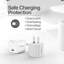 Cargador de pared Argom ARG-AC-0110WT - Conector Nano, TIPO C, Carga rapida, Indicador LED, 20W, Compatible con celulares, tablets, otros, Blanco