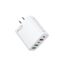 Cargador de pared O.E.M. - 5 Conectores, 2 x Tipo-C + 3 x USB, Carga rápida de 65W, Compatible con celulares, tablets, otros, Blanco-65W Fast charger 5 Port