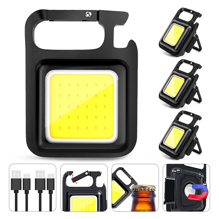 Lampara portátil de llavero - 500 MA - Aluminio y plástico, Color negro, Keychain light 500ma