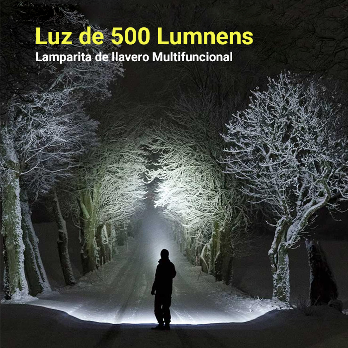 Lampara portátil de llavero - 500 MA - Aluminio y plástico, Color negro, Keychain light 500ma