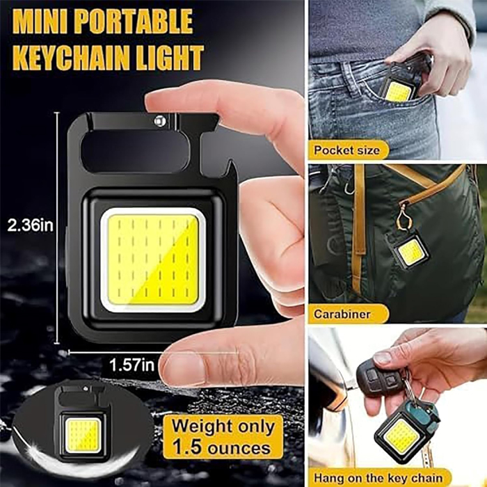 Lampara portátil de llavero - 500 MA - Aluminio y plástico, Color negro, Keychain light 500ma