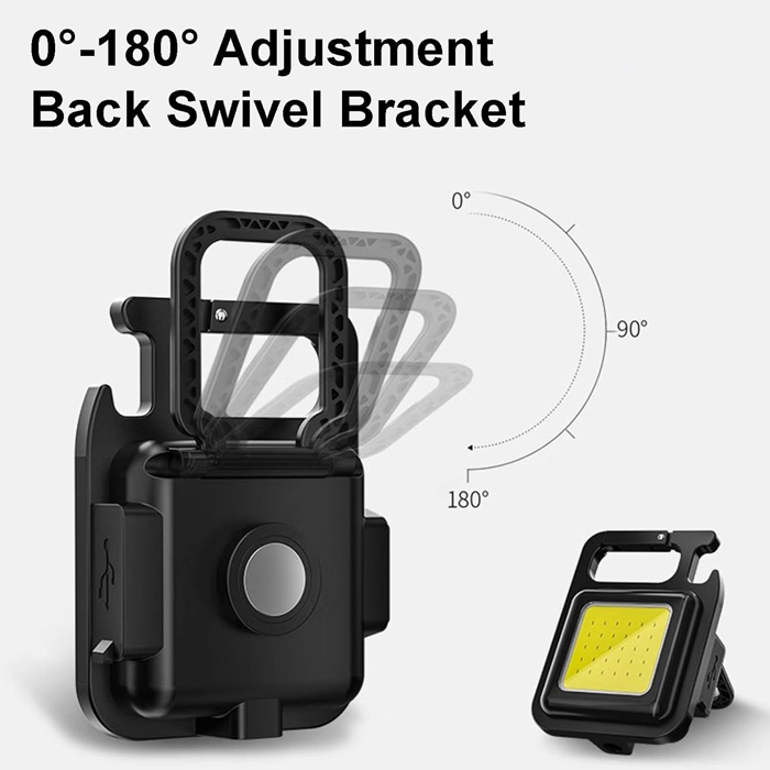 Lampara portátil de llavero - 500 MA - Aluminio y plástico, Color negro, Keychain light 500ma