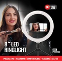 Aro de Luz Argom ARG-LP-9315BK 9315 Luz LED DE 8" Con mini tripode